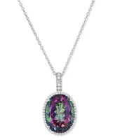 Mystic Topaz (20 ct. t.w.) & White Topaz (3/4 ct. t.w.) Oval 18" Pendant Necklace