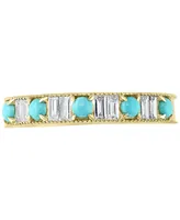 Effy Diamond (1/4 ct. t.w.) & Turquoise (2-1/2mm) Band Ring In 14k Gold