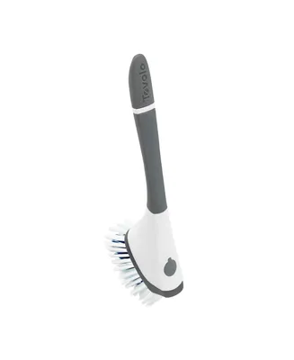 Tovolo Magnetic Dish Brush With Sturdy Nylon Bristles & Built-In Pan Scraper