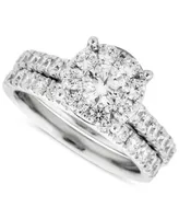 Diamond Halo Bridal Set ( ct. t.w.) in 14k White Gold