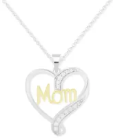 Diamond Mom Heart 18" Pendant Necklace (1/10 ct. t.w.) in Sterling Silver & Gold-Plate - sterling silver  gold