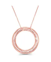 Cubic Zirconia Baguette and Round Sterling Silver Open Circle Necklace (Also 14k Gold Over or Rose Silver)