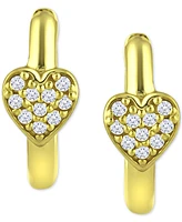 Giani Bernini Cubic Zirconia Heart Small Hoop Earrings, 0.63", Created for Macy's