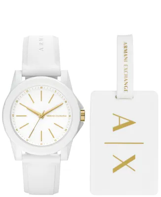 Ax Women's White Silicone Strap Watch with Luggage Tag 36mm