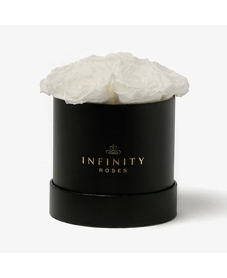 Infinity Roses Round Box of 7 White Real Roses Preserved To Last Over A Year