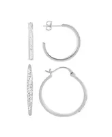 And Now This Clear Crystal C Hoop & Click Top Earring Set Gold Plate or Silver