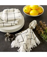 Design Imports Check Fringed Napkin, Set of 6