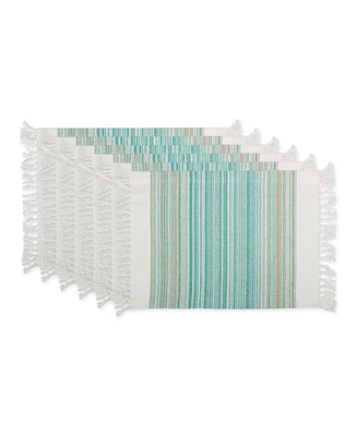 Design Imports Fringed Stripe Table Toppers, 13" x 20", Set of 6