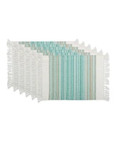 Design Imports Fringed Stripe Table Toppers, 13" x 20", Set of 6