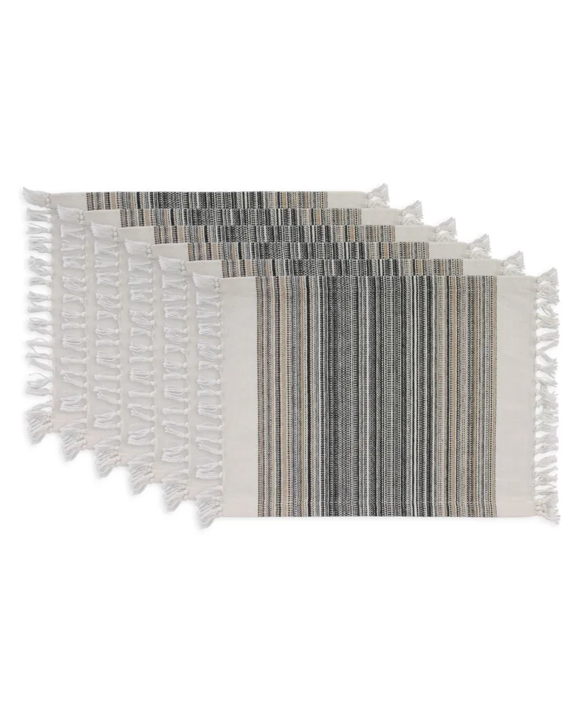 Design Import Fringed Stripe Table Toppers, 13" x 20", Set of 6