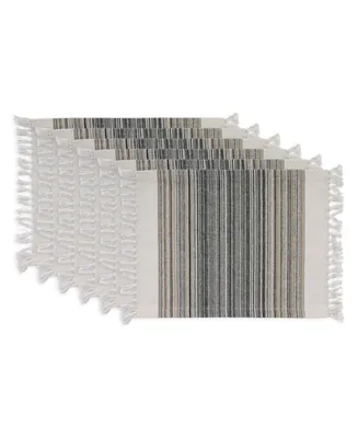 Design Import Fringed Stripe Table Toppers, 13" x 20", Set of 6