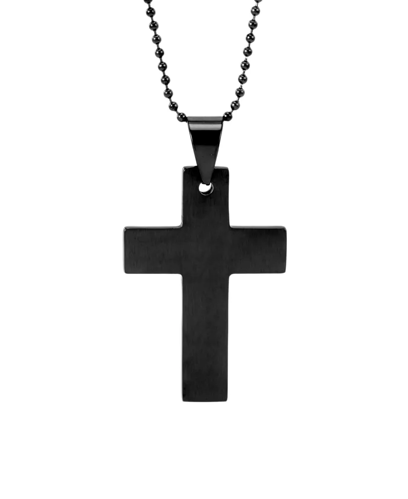 Men's Black Plate Stainless Steel Cross Necklace