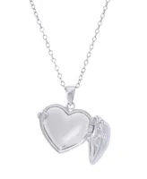Cubic Zirconia Heart Locket Pendant 18" Necklace in Silver Plate