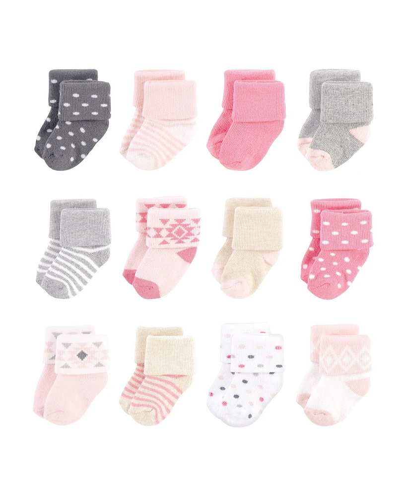 Hudson Baby Girls Cotton Rich Newborn and Terry Socks Woodland, 0-3 Months