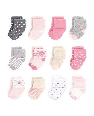 Hudson Baby Girls Cotton Rich Newborn and Terry Socks Woodland, 0-3 Months