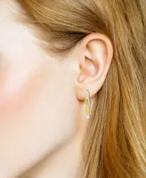 Clear Crystal Twisted Click Top Hoop Earring in Silver Plate or Gold Plate