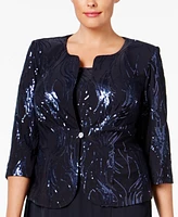 Alex Evenings Plus Sequined Chiffon Dress and Jacket