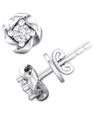 Diamond Swirl Stud Earrings (1/10 ct. t.w.) 10k White Gold or Yellow