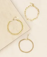 Ettika Gold Plated Chain Link Bracelet Set of 3