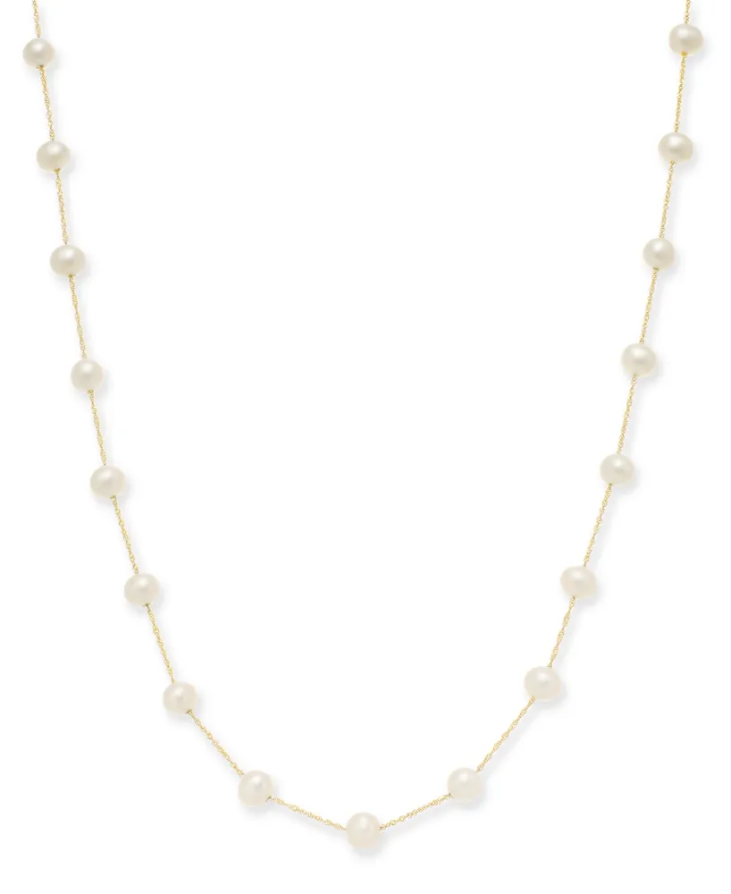 Effy Cultured Freshwater Pearl Station 18" Necklace 14k Gold (5-1/2mm)