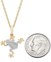 Wrapped Diamond Frog 18" Pendant Necklace (1/10 ct. t.w.) in 10k Gold, Created for Macy's