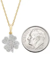 Wrapped Diamond Clover 18" Pendant Necklace (1/10 ct. t.w.) in 10k Gold, Created for Macy's