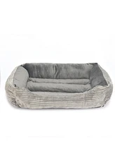 Happycare Textiles Reversible Rectangle Corduroy Plush Pet Bed Dog Bed