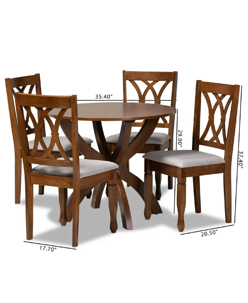 April Modern and Contemporary Fabric Upholstered 5 Piece Dining Set