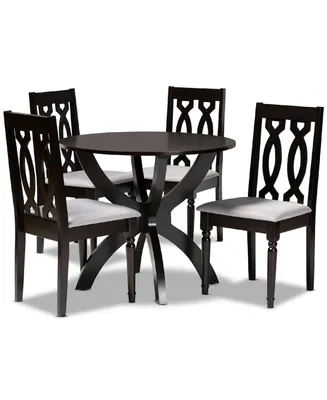 Mona Modern and Contemporary Fabric Upholstered 5 Piece Dining Set