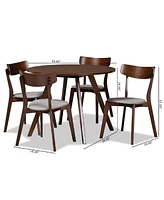 Rika Mid-Century Modern Transitional Fabric Upholstered 5 Piece Dining Set