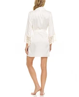 Flora by Flora Nikrooz Kit Heart Lace Matte Charmeuse Wrap Robe