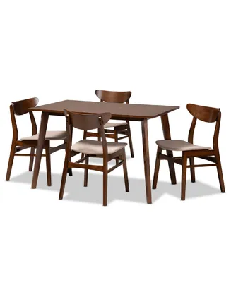Orion Mid-Century Modern Transitional Fabric Upholstered 5 Piece Dining Set