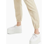 Tinseltown Juniors' High Waisted Pull On Utility Jogger Pants