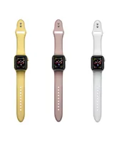 Men's and Women's Rose Gold, Gold-Tone Silver-Tone Metallic 3 Piece Silicone Band for Apple Watch 38mm