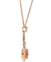 Morganite (7/8 ct. t.w.) & Diamond (1/4 ct. t.w.) Square Halo 18" Pendant Necklace in 14k Rose Gold