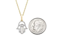 Wrapped Diamond Hamsa Hand 18" Pendant Necklace (1/10 ct. t.w.) in 10k Yellow or White Gold, Created for Macy's