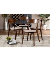 Iora Mid-Century Modern Transitional Fabric Upholstered 4 Piece Dining Chair Set