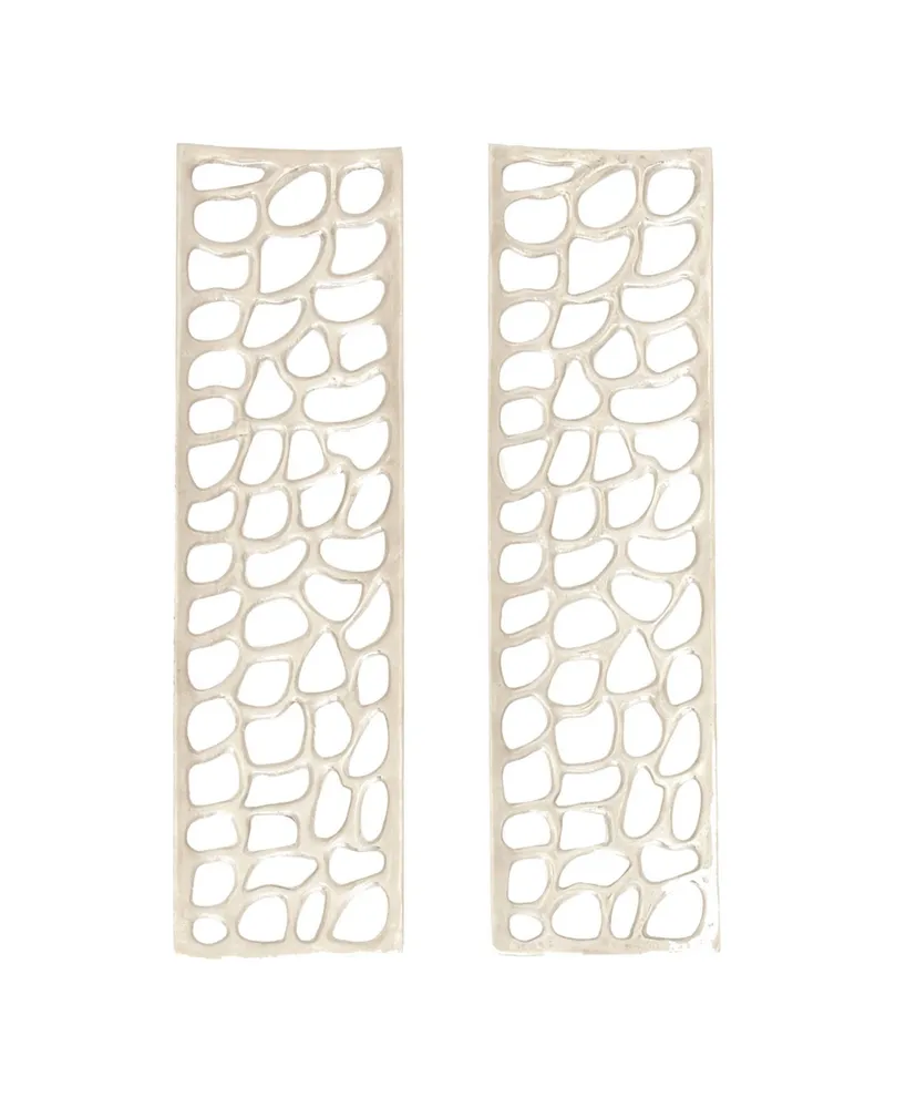 Aluminum Modern Abstract Wall Decor, Set of 2 - Silver