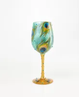 Enesco Wine Glass Pretty As A Peacock