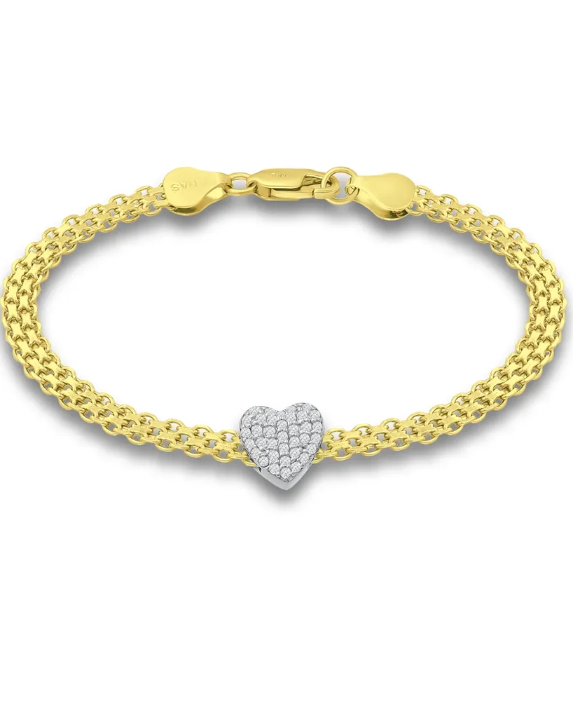 Giani Bernini Cubic Zirconia Heart Bismark Chain Bracelet, Created for Macy's