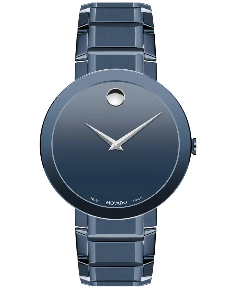 Movado Men's Swiss Sapphire Blue Pvd Bracelet Watch 39mm