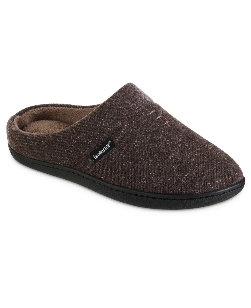 Isotoner Men's Preston Heather Knit Hoodback Slippers