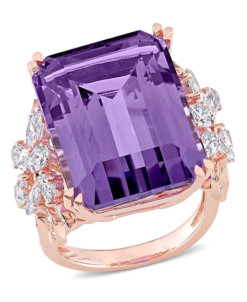 Amethyst (20 ct. t.w.) and Diamond (1-3/4 Multi-Shape Floral Ring 14k Rose Gold