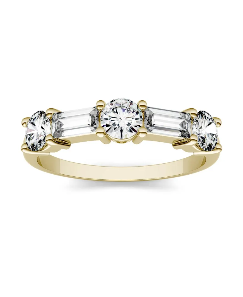 Moissanite Round and Baguette Stackable Ring 1-1/6 ct. tw. Diamond Equivalent 14k Gold