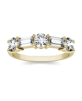 Moissanite Round and Baguette Stackable Ring 1-1/6 ct. tw. Diamond Equivalent 14k Gold