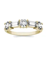 Moissanite Round and Baguette Stackable Ring 1-1/6 ct. tw. Diamond Equivalent 14k Gold