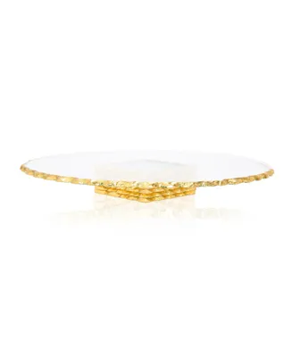 Classic Touch 12"D Glass Stacked Cake Stand With Gold Edge