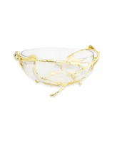 Classic Touch 11"D Glass Bowl with Gold Twig Base