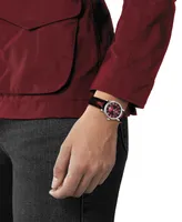 Tissot Women's Swiss Carson Premium Lady Burgundy Leather Strap Watch 30mm