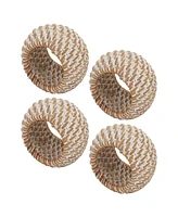 Saro Lifestyle Rattan Napkin Rings with Woven Design, Set of 4, 2.4" x 2.4"